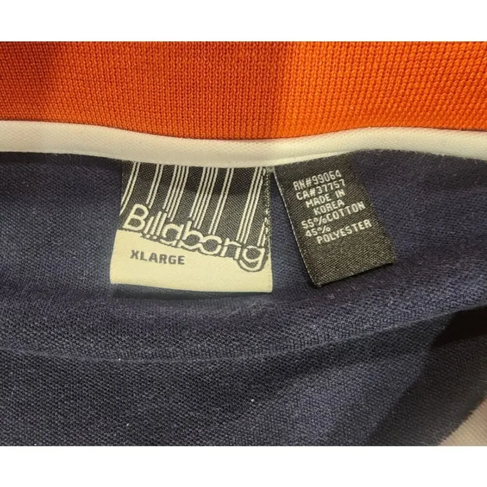 Billabong Retro Track Jacket Mens XL Colorblock White Orange Navy Blue Full Zip